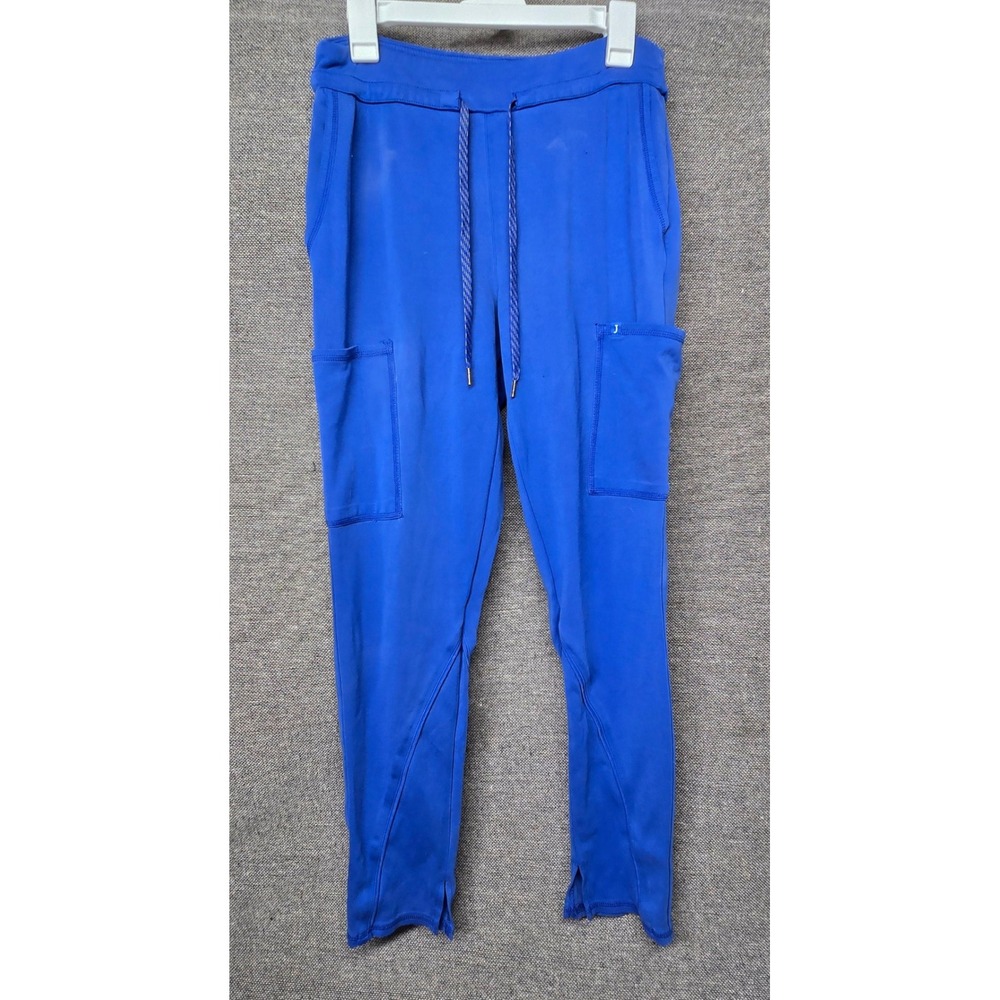 Jaanuu Womens Royal Blue Drawstring Cargo Scrub Pants Medical Uniform Small Hole